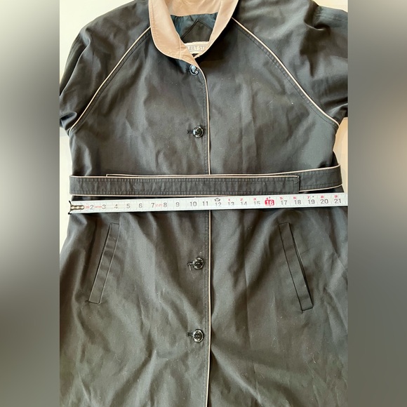 Fleet Street Vintage 1980’s Trench Coat Black Tan Size 16 Women’s - Picture 5 of 12